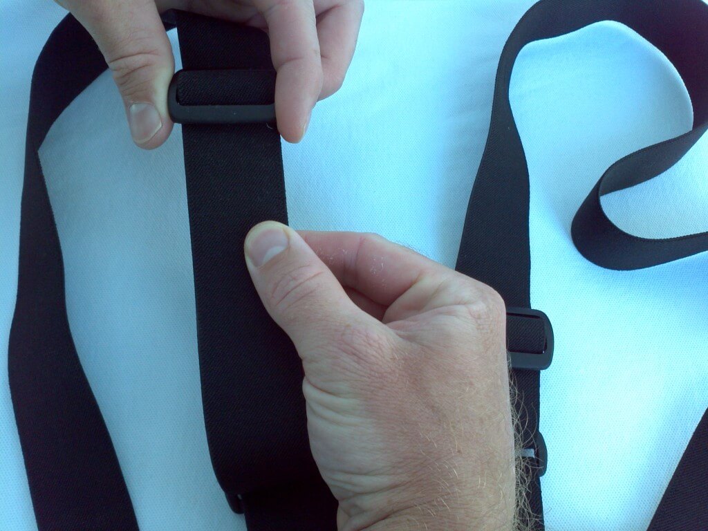 Use the plastic slide buckle to adjust counterweight position 